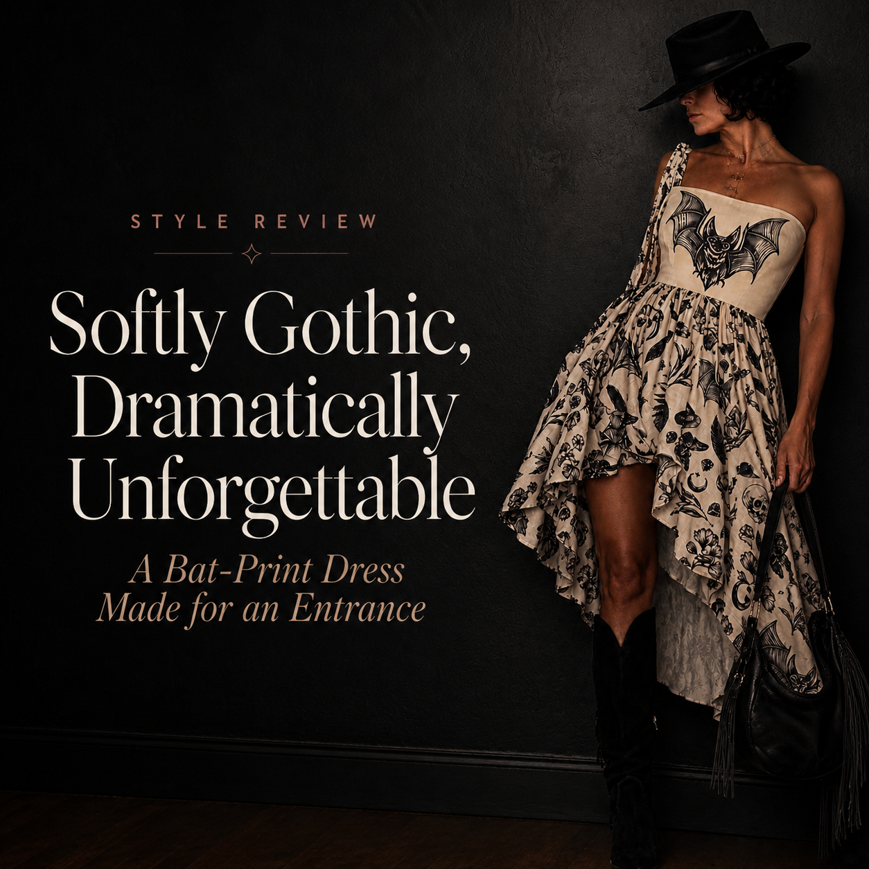 Softly Gothic, Dramatically Unforgettable: A Bat-Print Dress Review