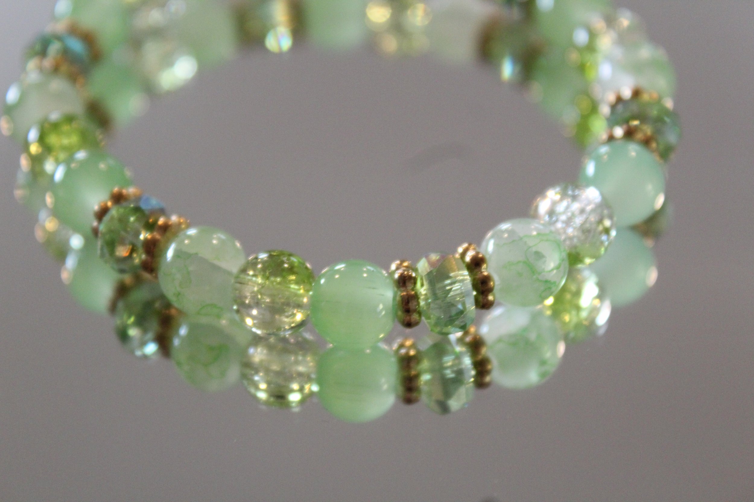 Soft Jade & Crystal Stretch Bracelet