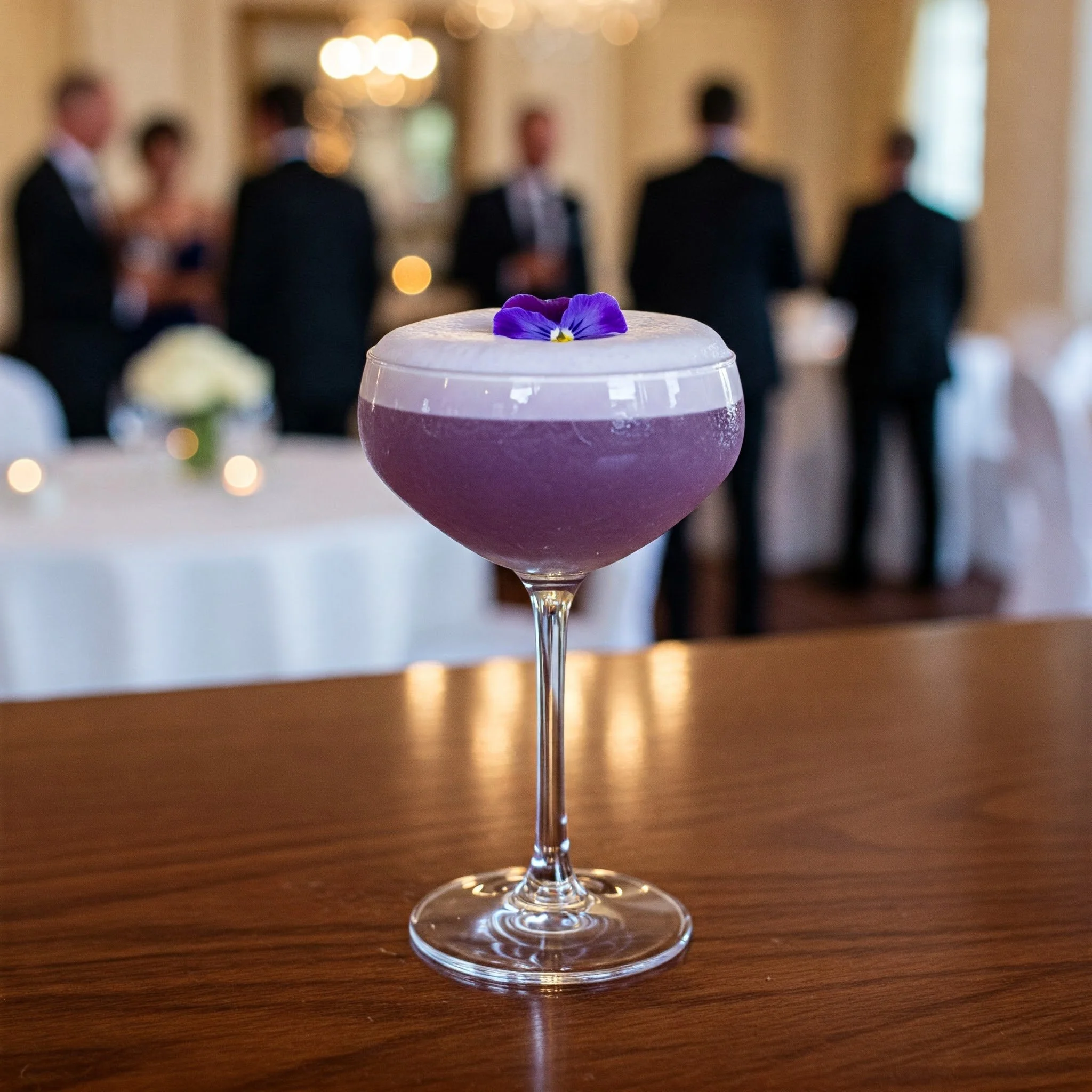 Beautiful cocktail with edible flower