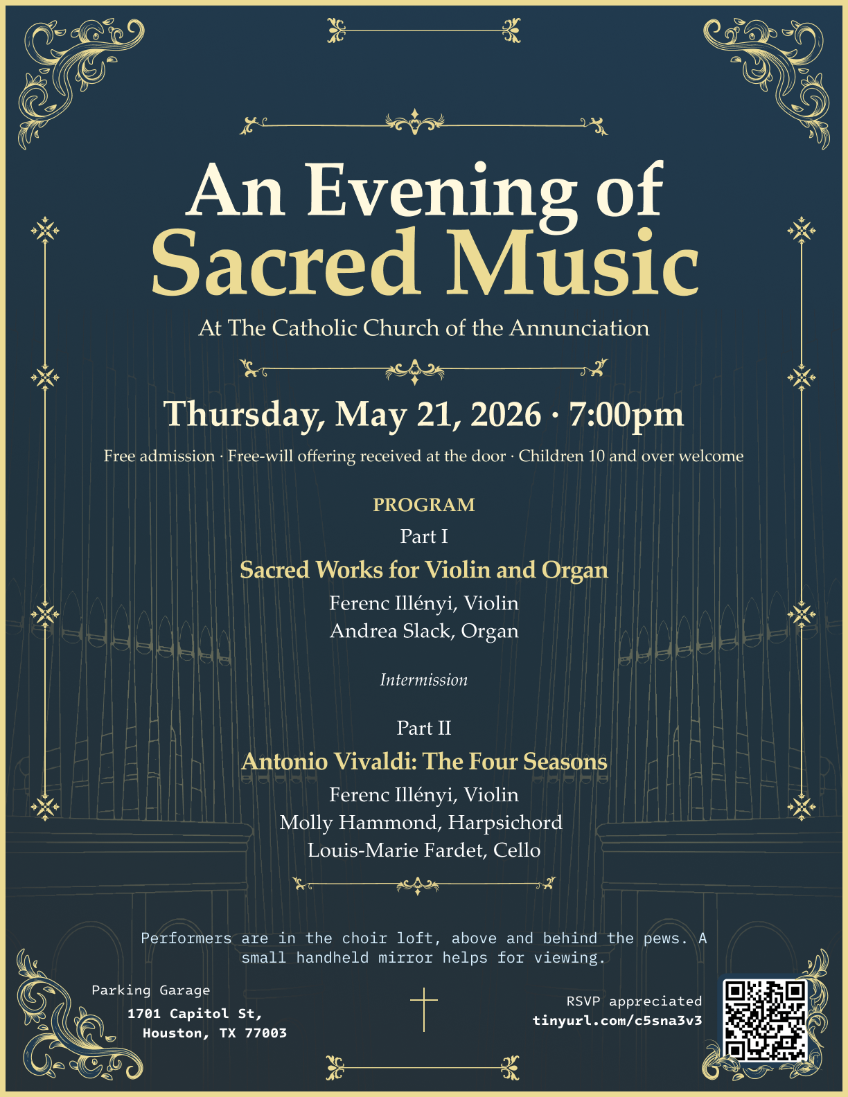 An Evening of Sacred Music: Violin, Organ, and Vivaldi