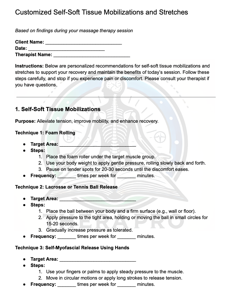 Self-Care Form for Client