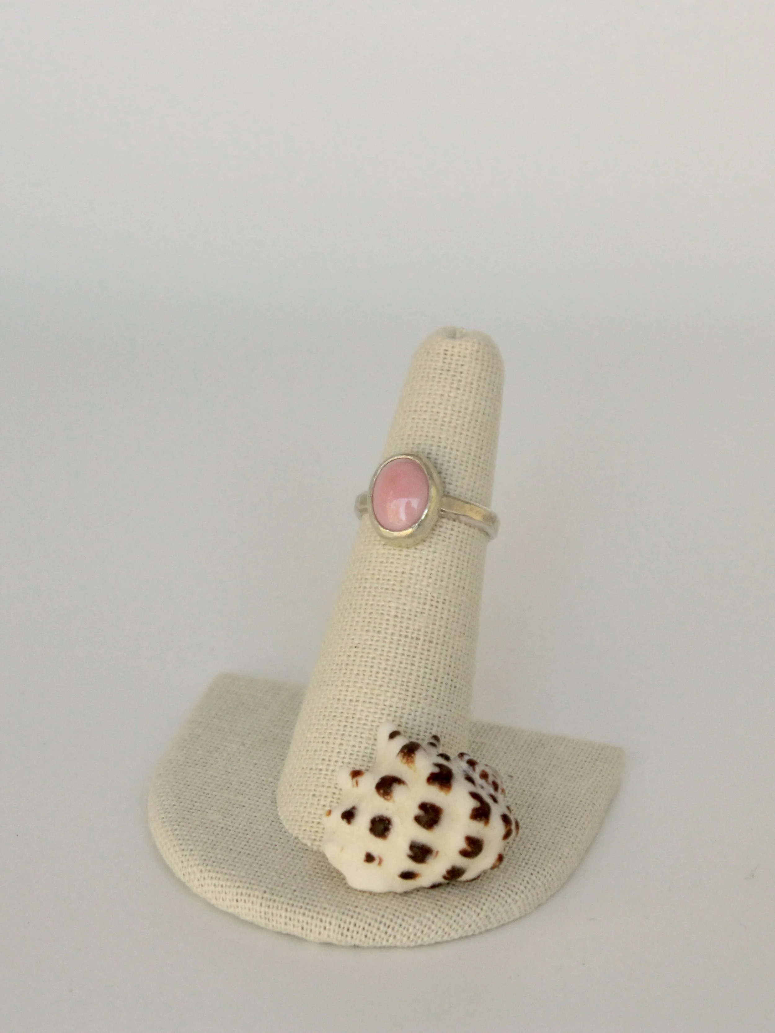 Sterling Silver Small Pink Conch Ring Sizes 5.25 & 5.75