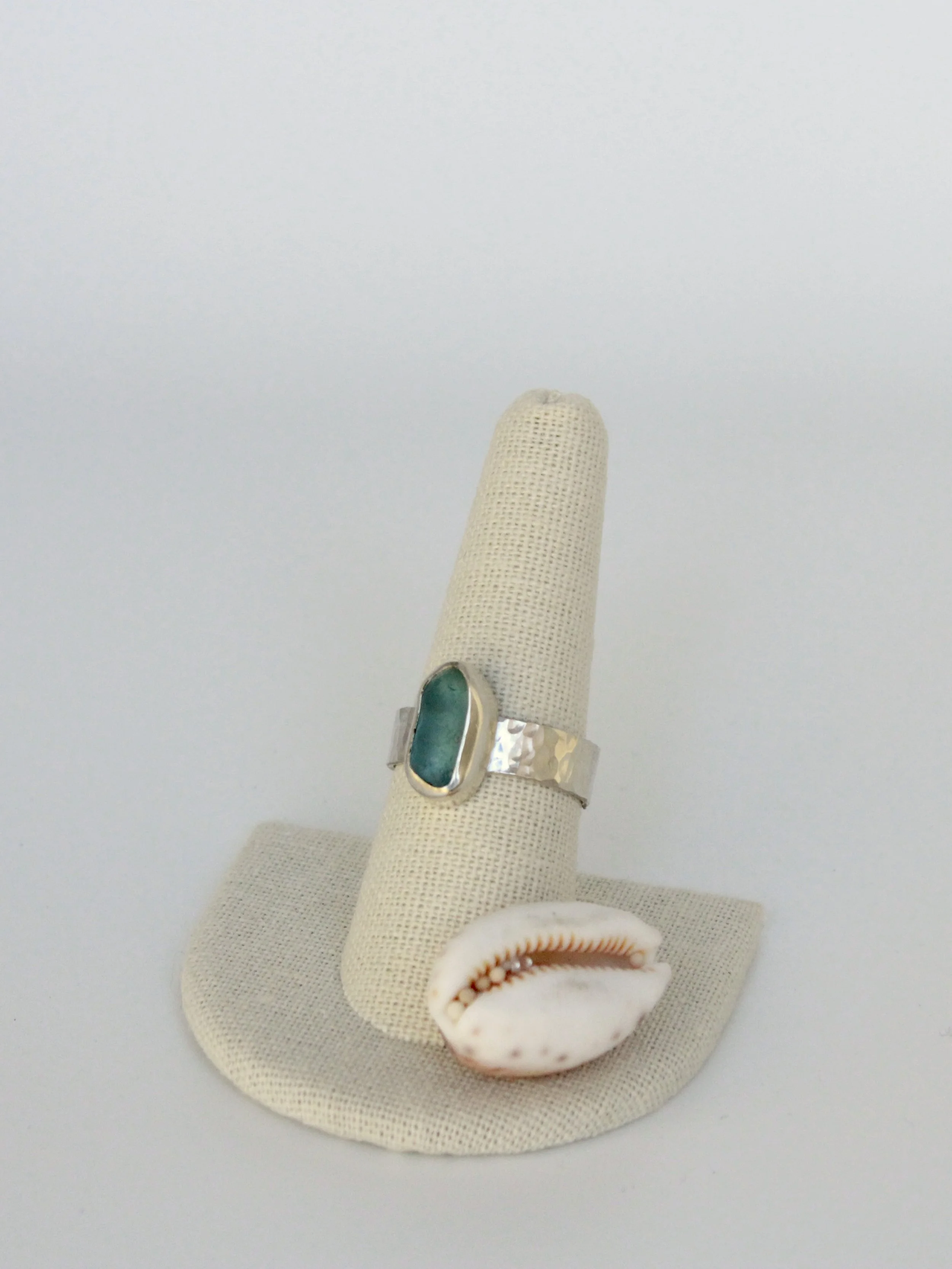 Size 9 Sterling Silver Sea Glass Ring