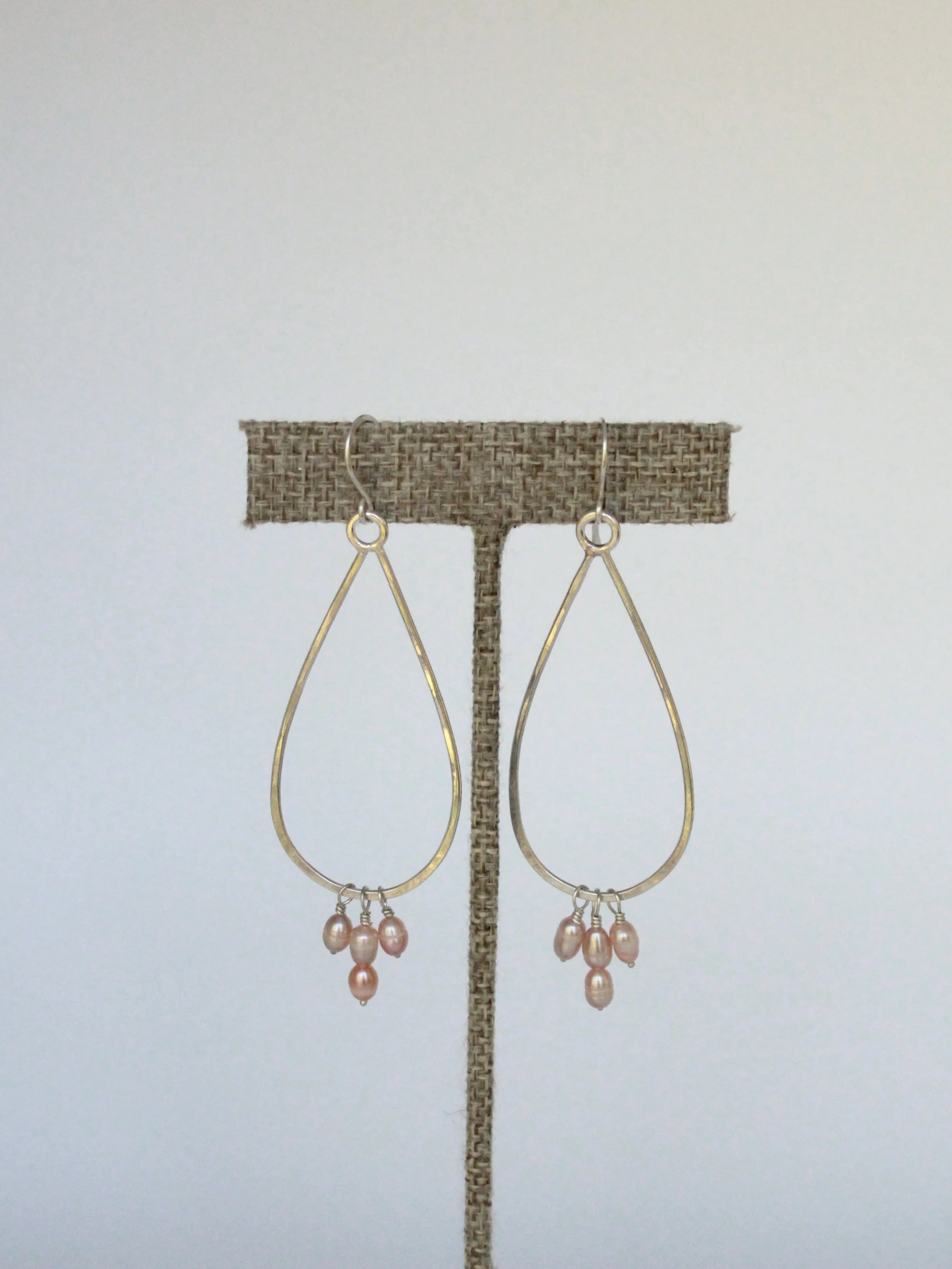 Sterling Silver Pink Pearl Teardrop Hoop
