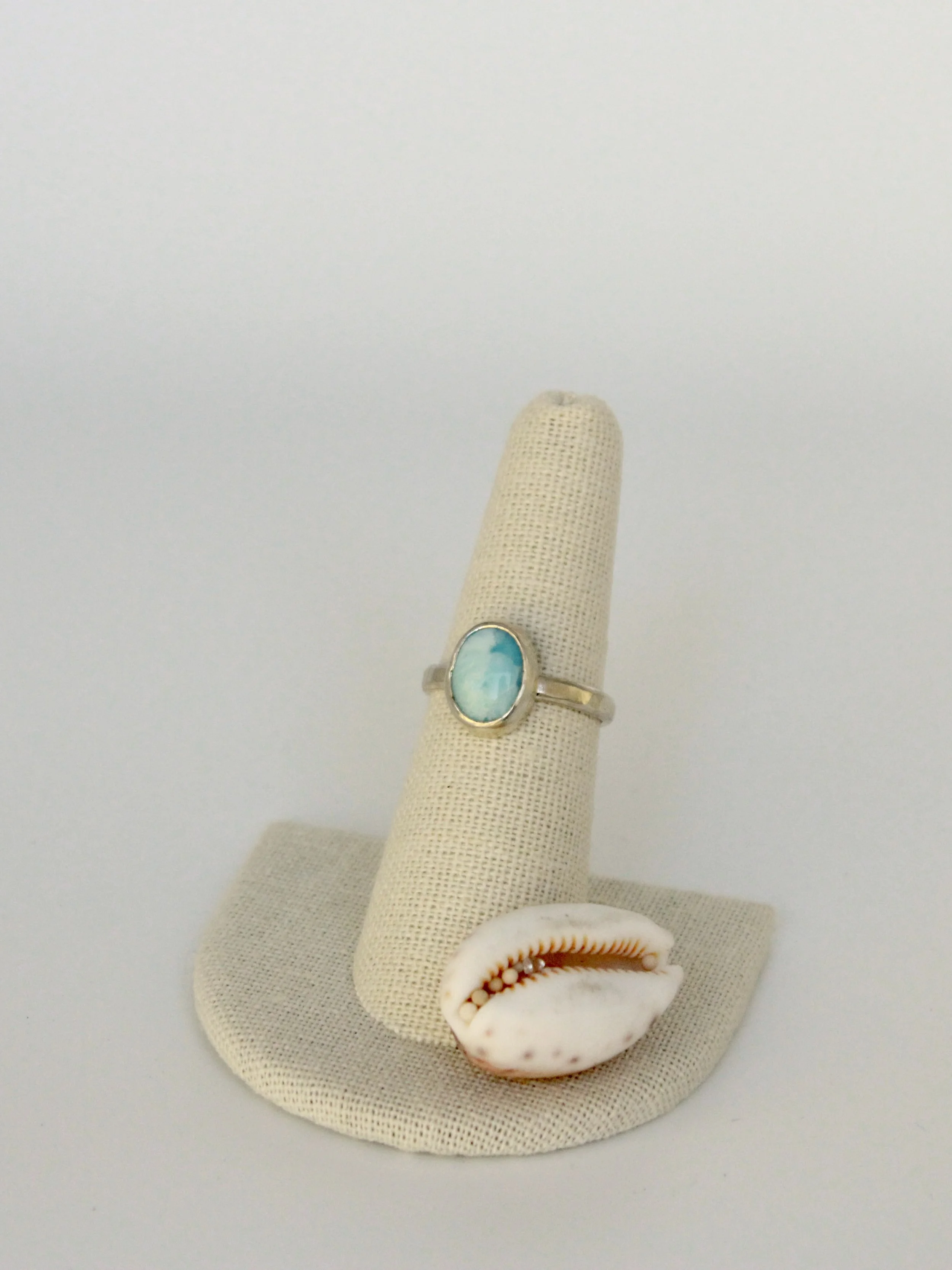 Size 7 Sterling Silver Larimar Ring