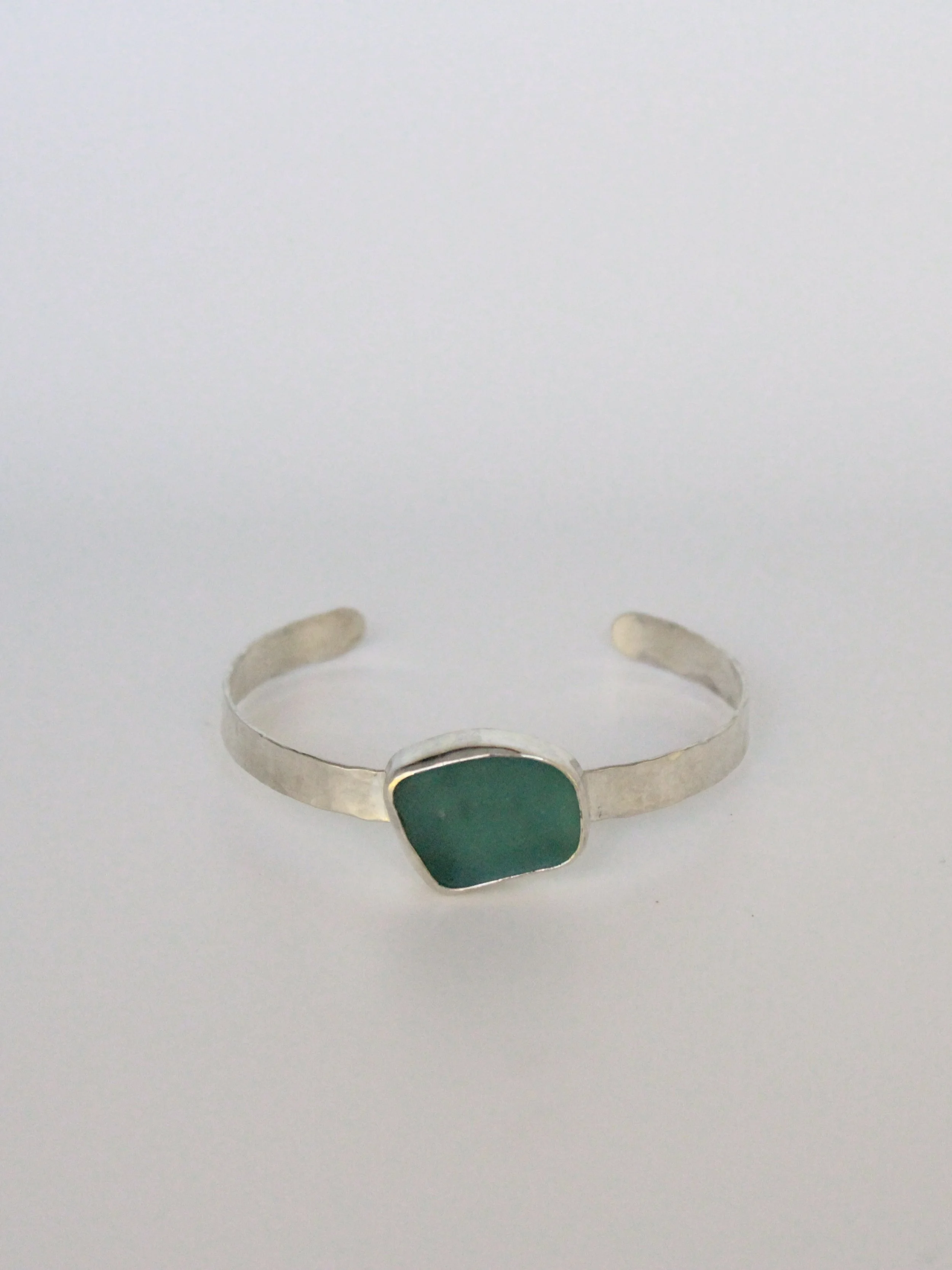 Sterling Silver Blue Sea Glass Cuff
