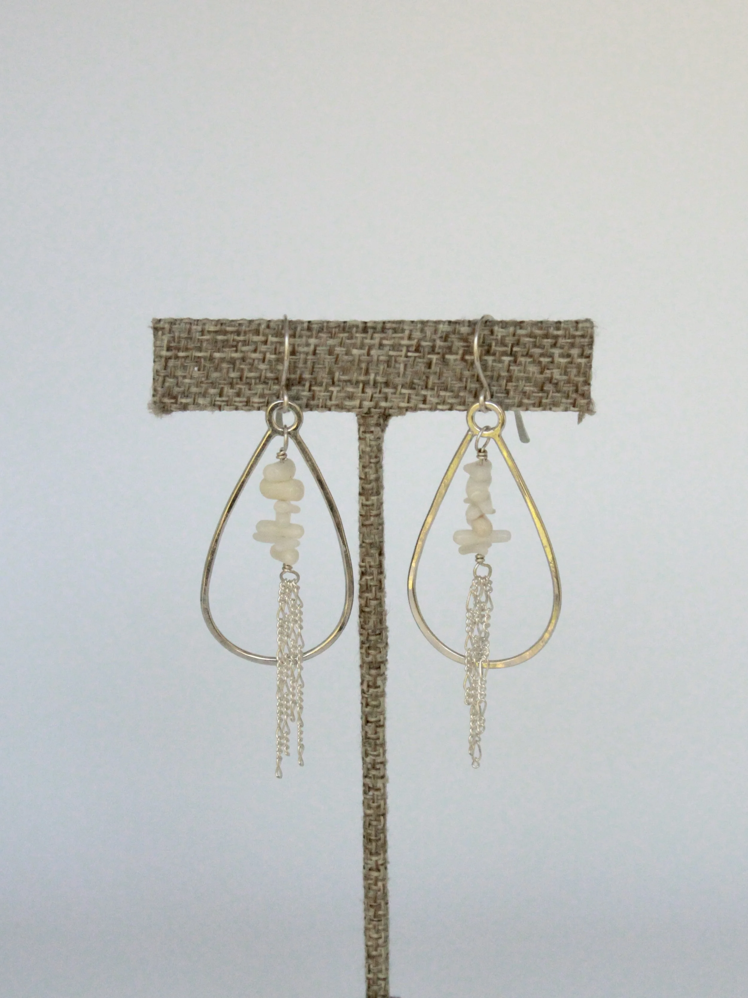 Sterling Silver Heishi Bead Teardrop Hoop