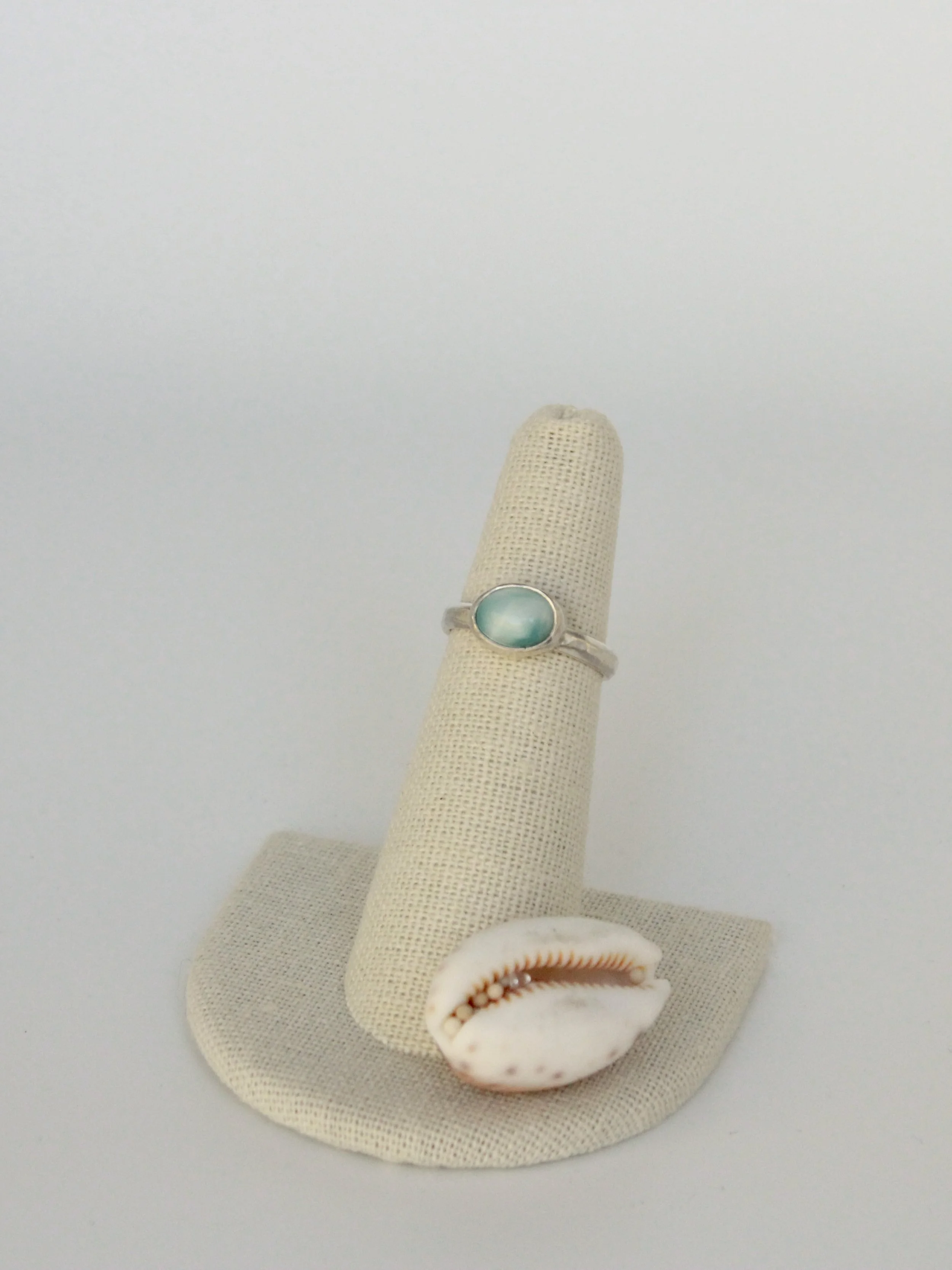 Size 5.25 Sterling Silver East West Larimar Ring