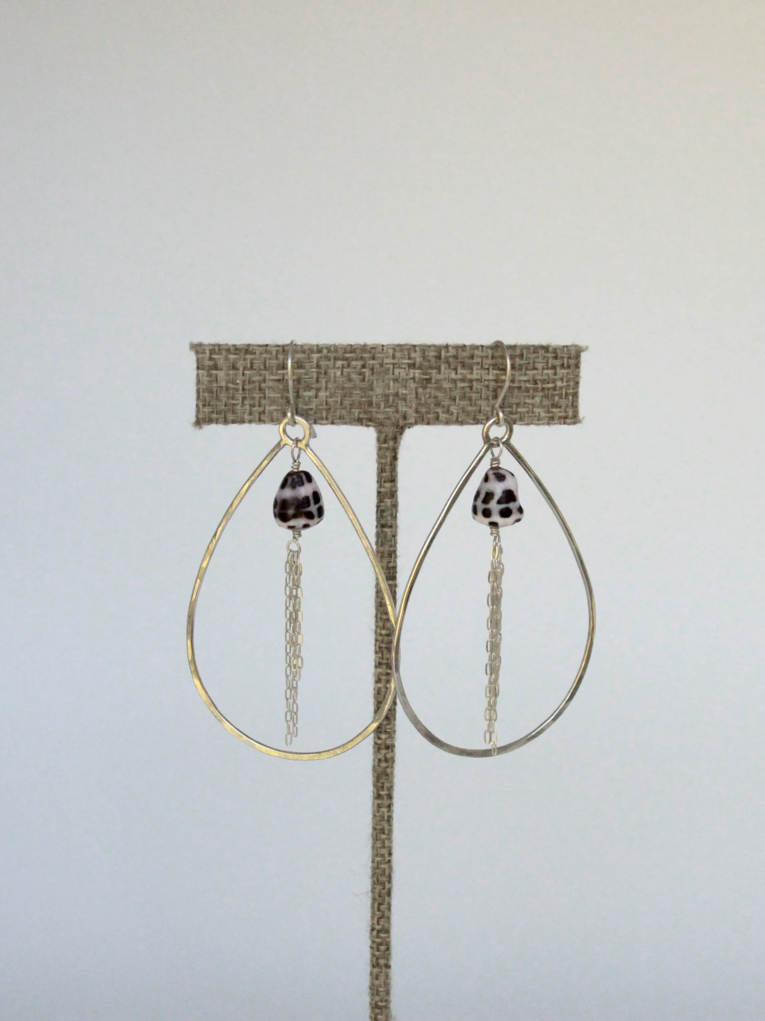 Sterling Silver Hebrew Cone Teardrop Hoops