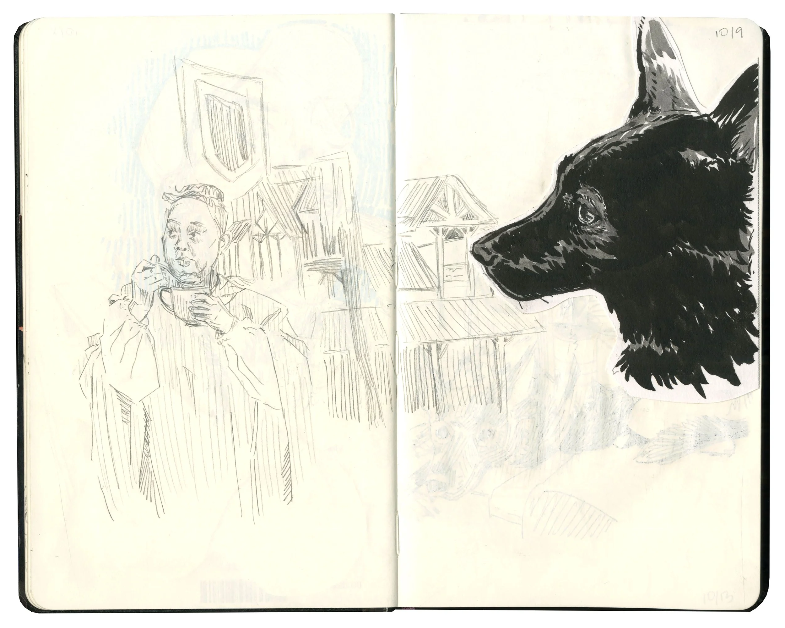 graphite and brush pen.
10/9/23