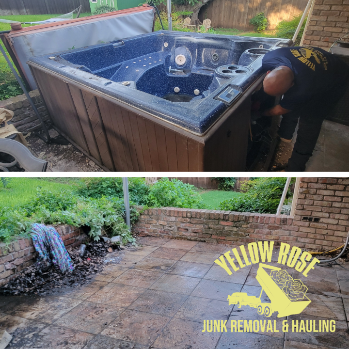 Removing a hot tub from a patio in dallas