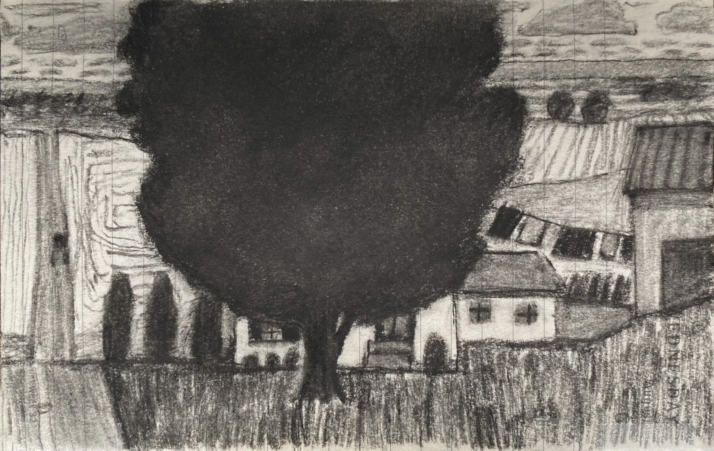 Amish Farm with Wash Line and Large Tree