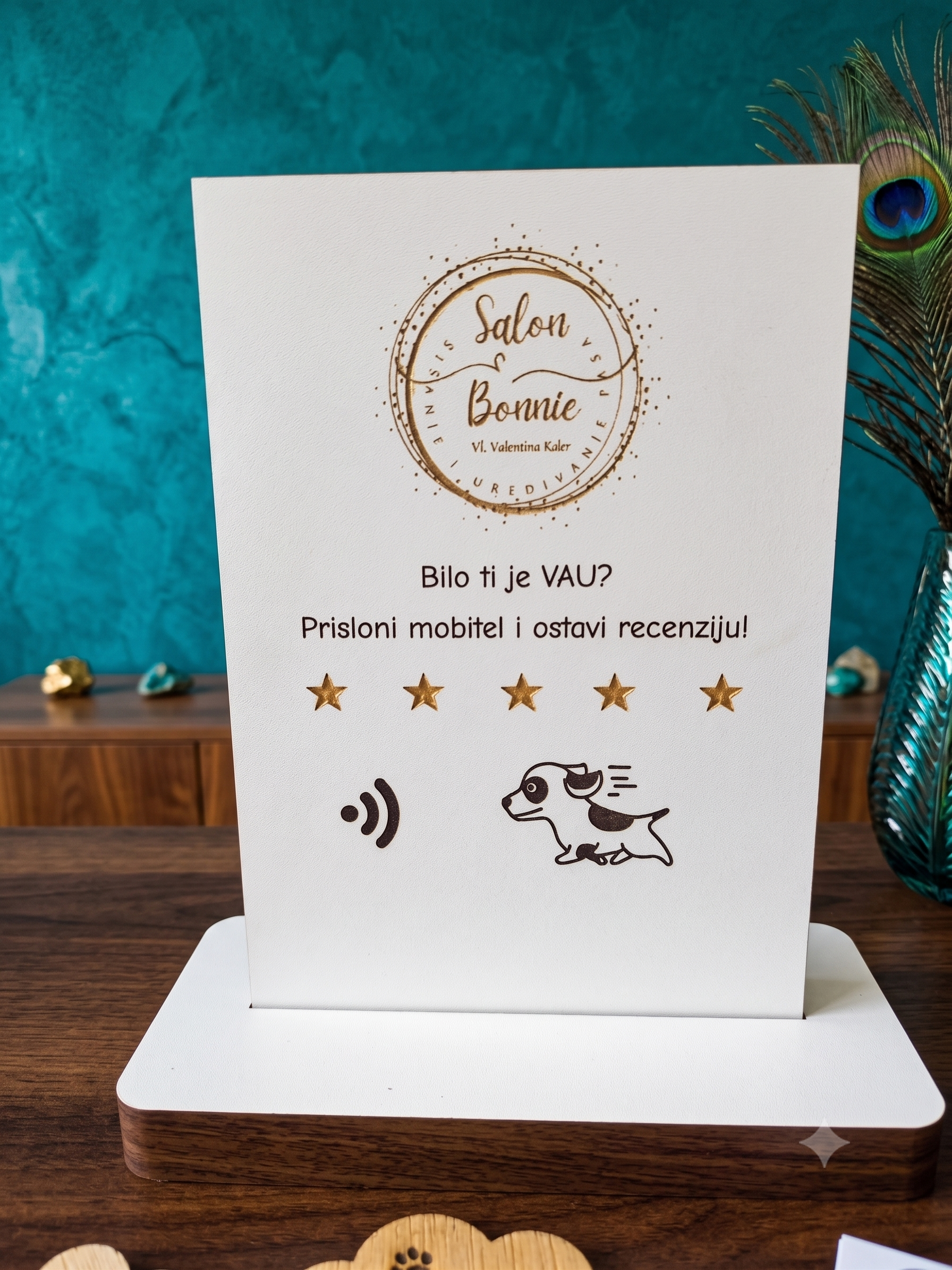 Personalizirani Google Review Stalak (NFC + QR Kod)