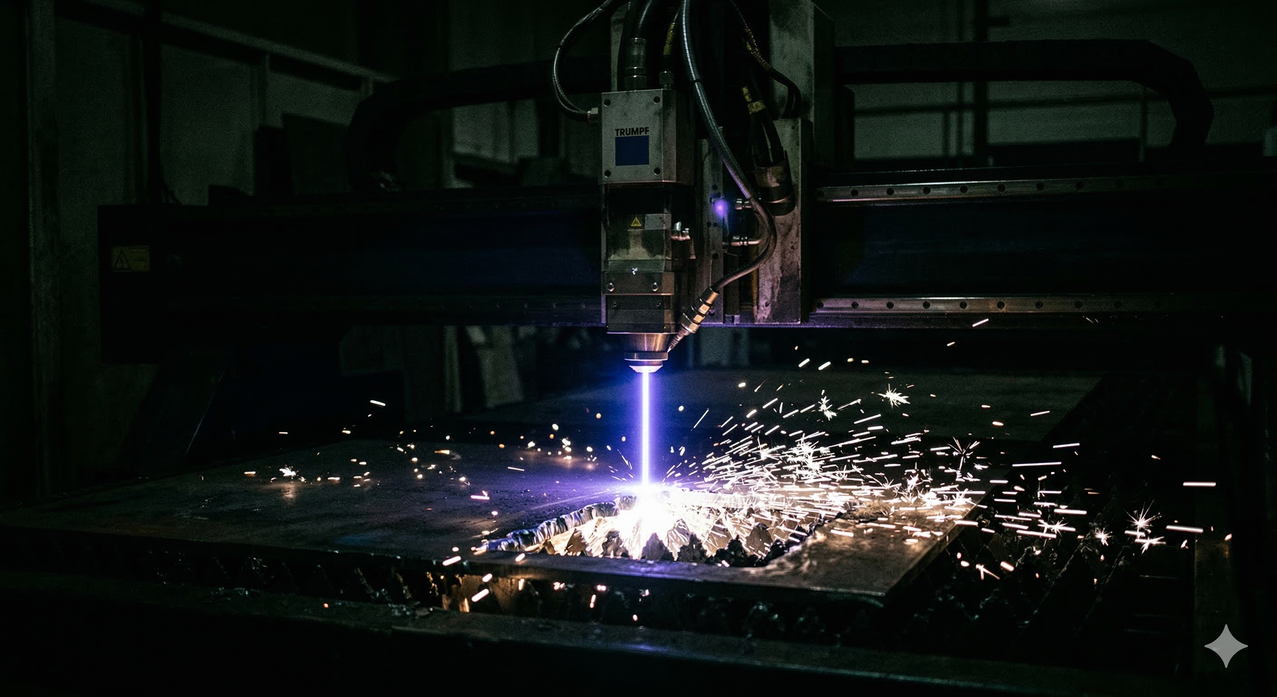 Precizna laserska glava u procesu graviranja drvenog panela uz diskretno radno osvjetljenje - ArtMotivi tehnologija