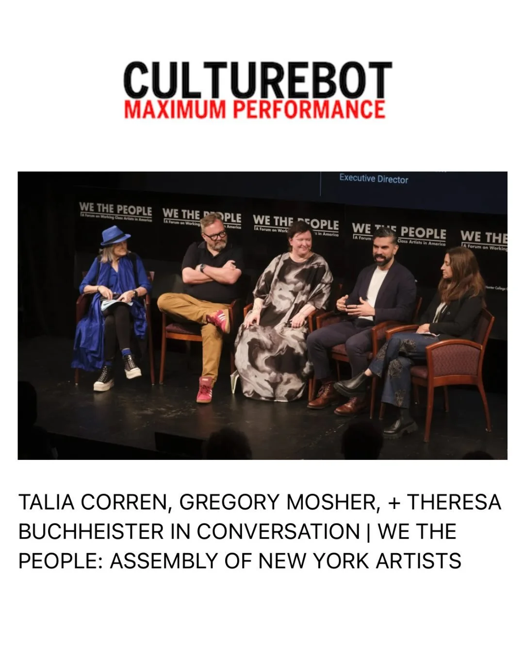 Thanks to @culturebot for helping us get out the word about the Assembly of New York Artists January 26! Talia Corren of A.R.T./NY (@artny72) spoke with Gregory Mosher of the Hunter College (@huntercollege) Office of the Arts (@artsathunter) and arti