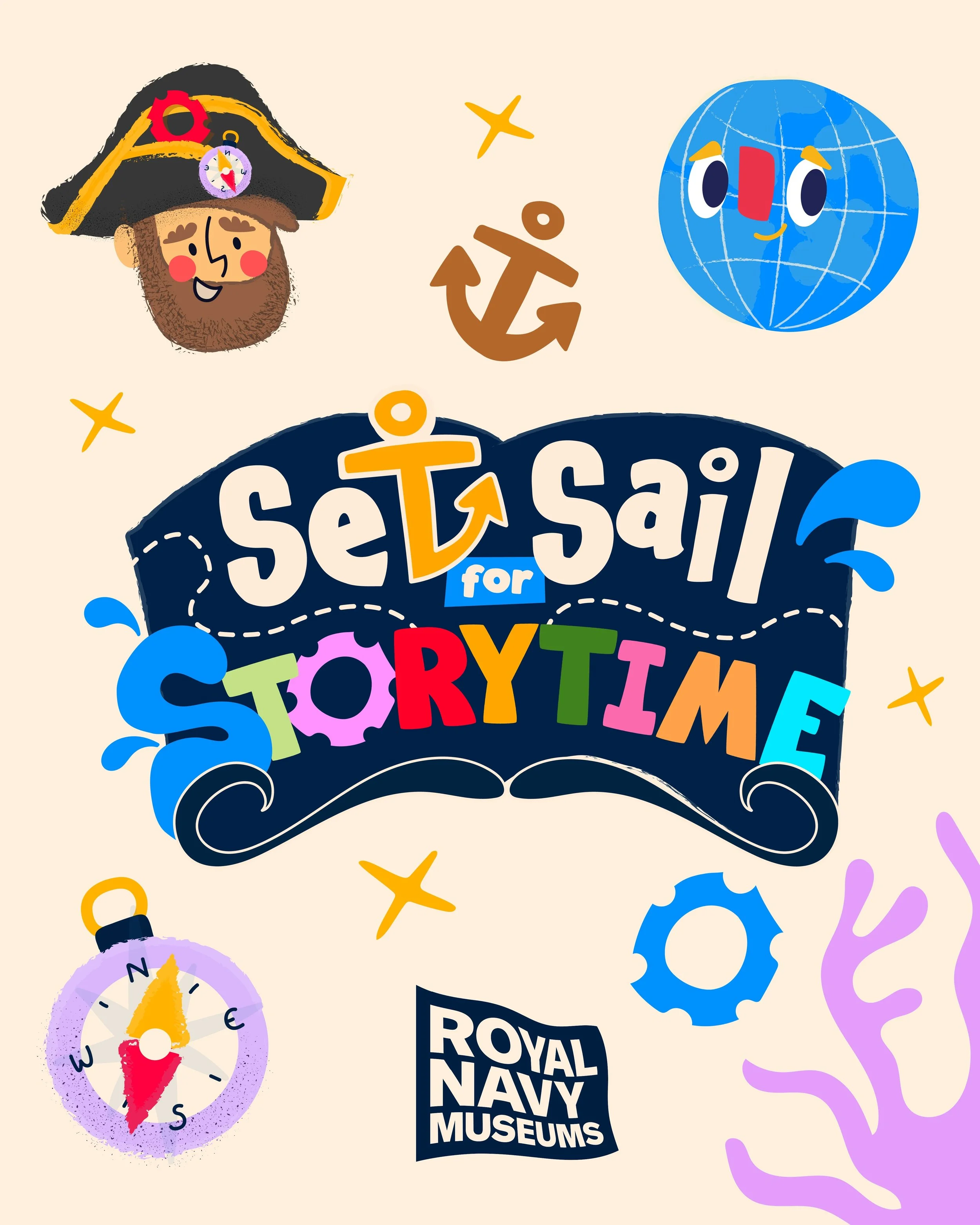 I've loved seeing Set Sail for Storytime out in the world since it launched back in June! I worked closely with Lesley-Anne @royal_navy_museums and Marie @the_youngcreatives to produce a campaign identity - the logo, colour palette, typography and ch
