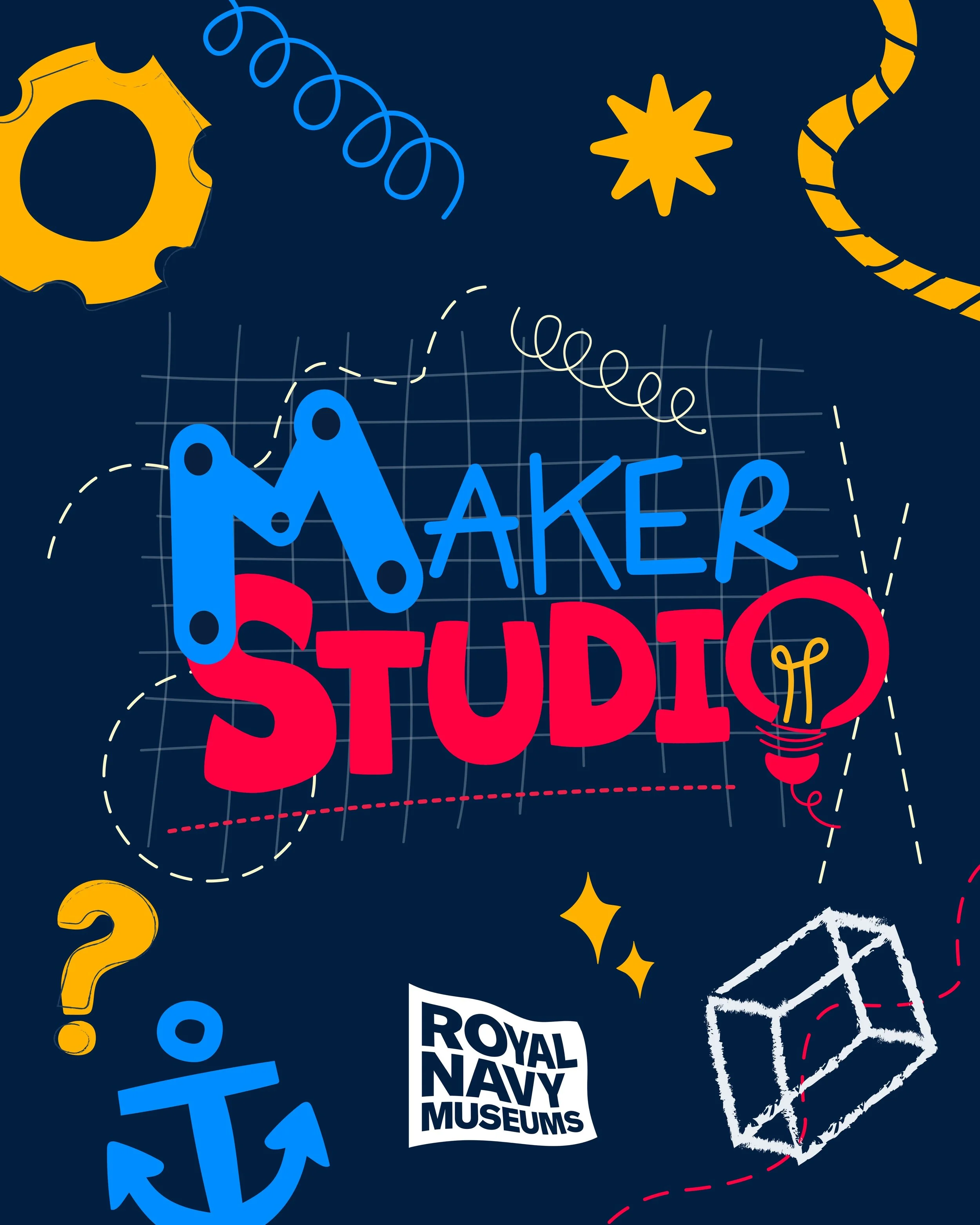 Let there be light! 💡 The Maker Studio at Royal Navy Museums ⚓ 

It's been so lovely work with Lesley-Anne Neville again, this time to create the identity for the NEW 'Maker Studio' at @royal_navy_museums in Portsmouth. 

The sessions are designed t