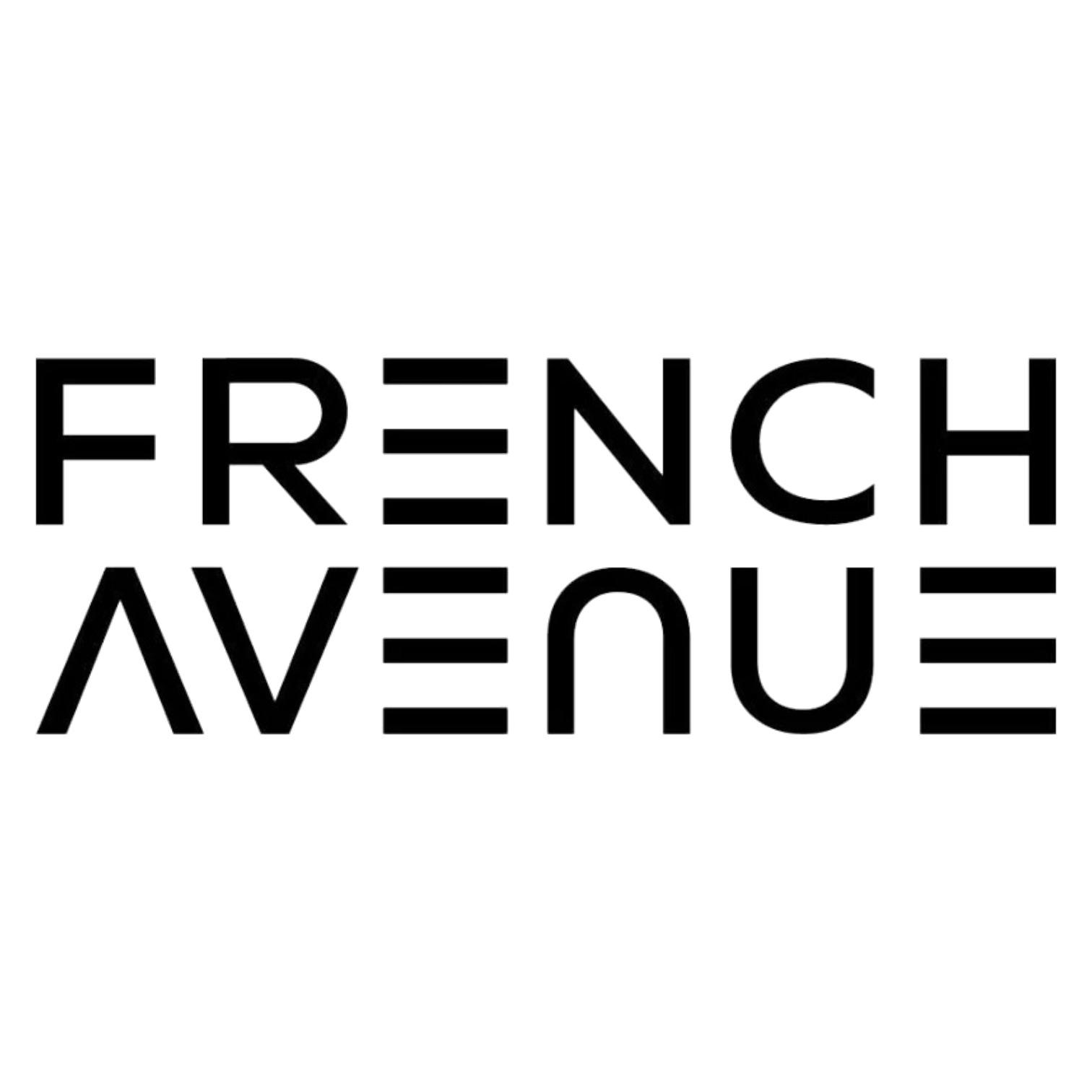 Text on black background reads 'FRENCH AVENUE' with some lines and patterns.