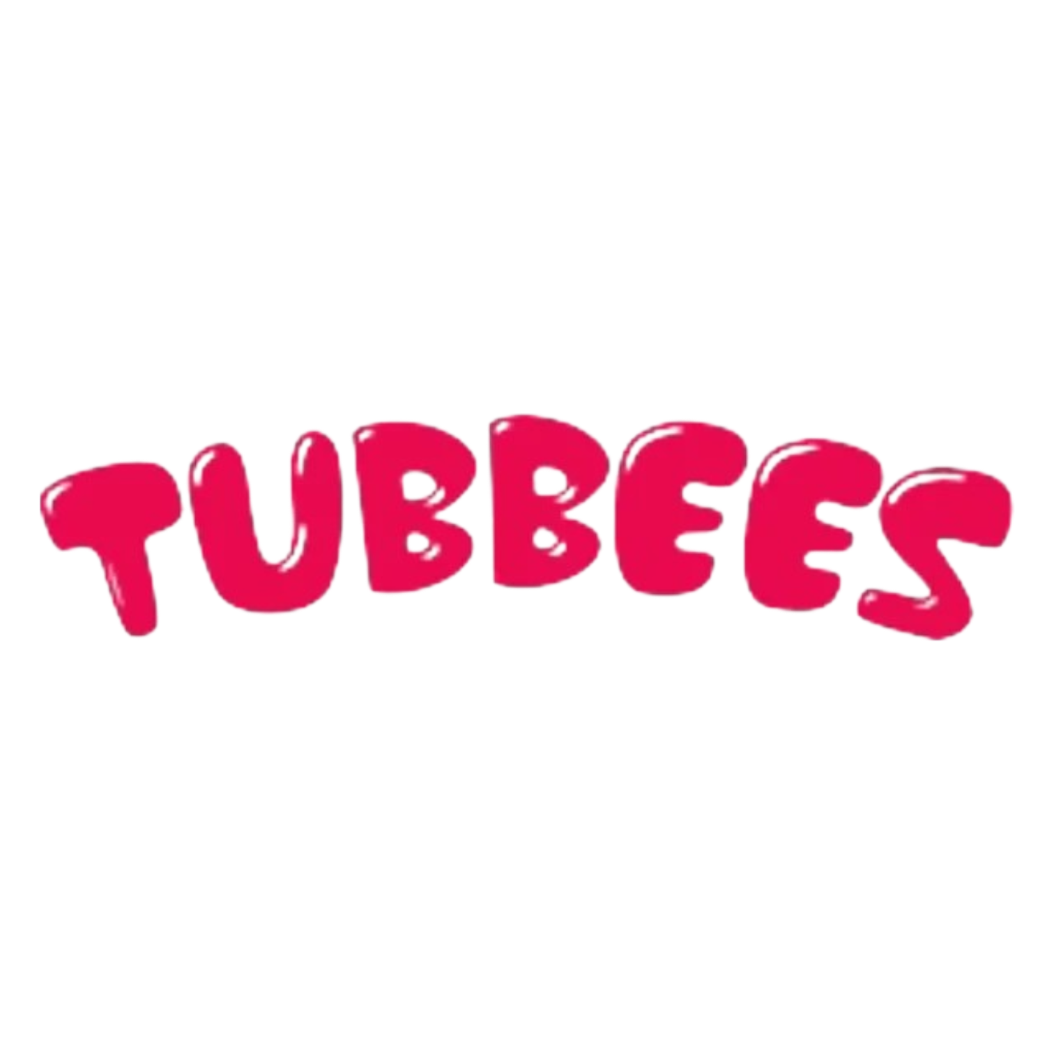 Colorful text spelling out "TUBBEES" in pink bubble-style font.