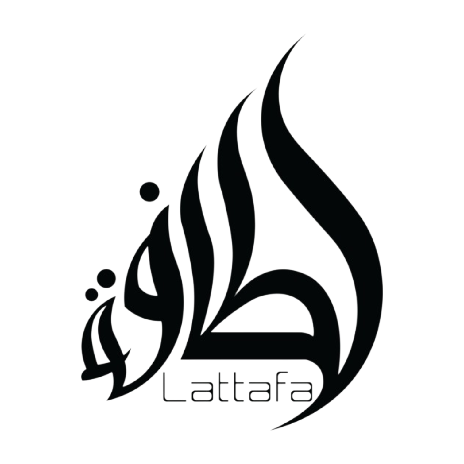 A stylized black and white illustration of a book with a floral design, incorporating elements that resemble butterflies, with the words 'Lattafa' written inside a rectangular shape at the bottom.