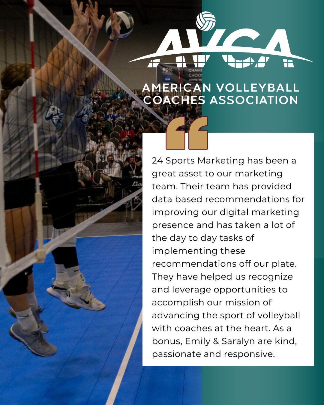 Working with American Volleyball Coaches Association (AVCA) over the last year has been a joy for our team. Seeing @avcavolleyball grow and thrive through Convention attendance, top-notch tournaments broadcast to a national audience, and their overal
