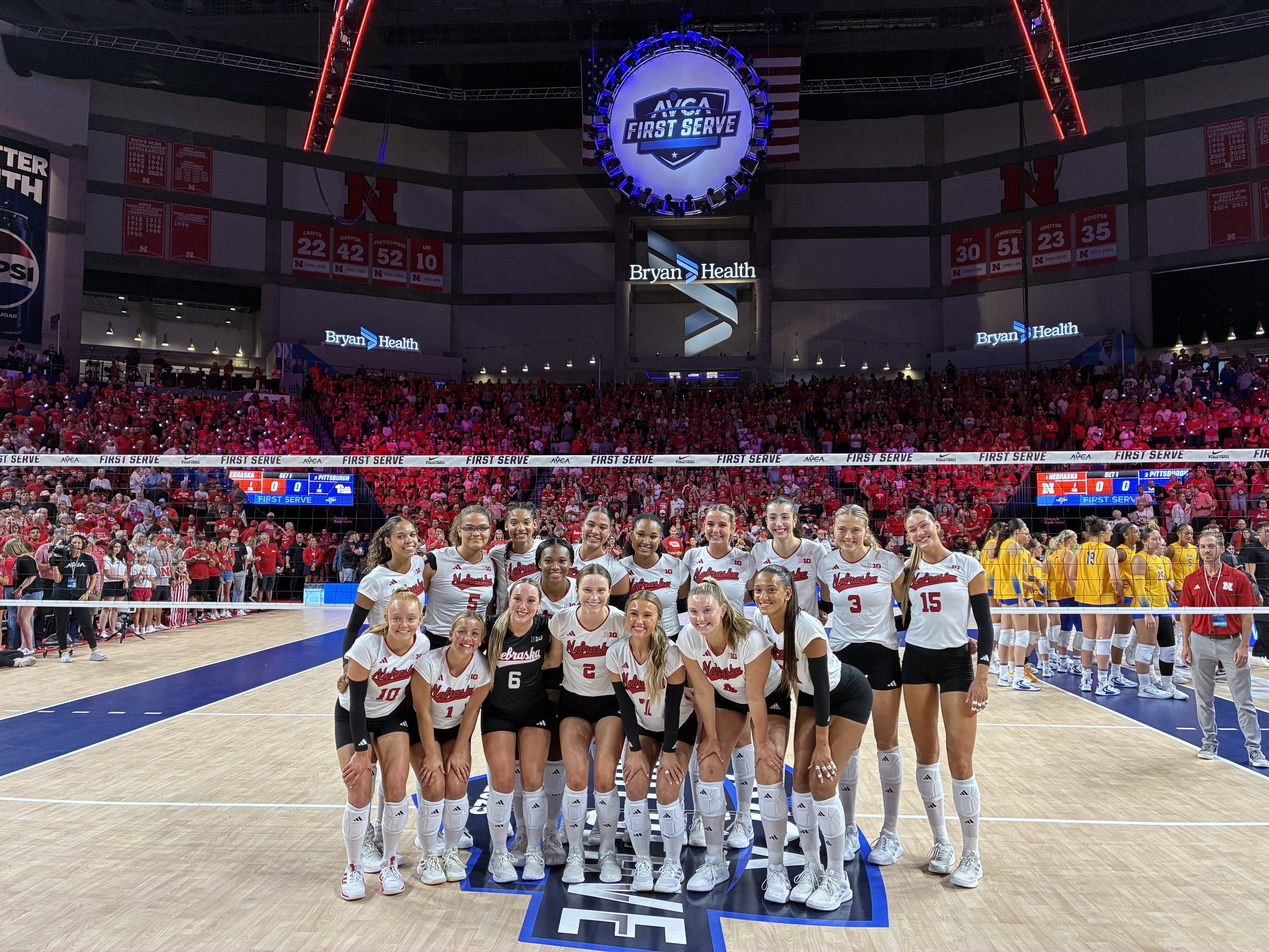 nebraska womens volleyball team photo at avca first serve