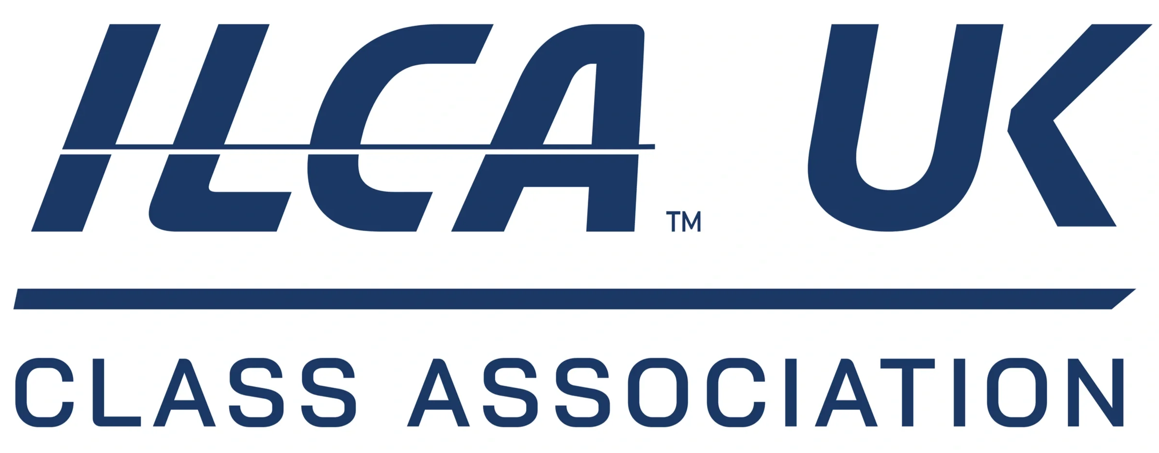ILCA UK Class Association logo in blue text on white background with a horizontal line