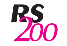RS 200 logo with black and pink text