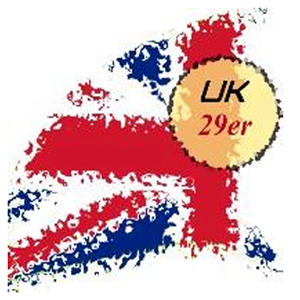 A stylized depiction of the Union Jack flag with text in a yellow circle reading 'UK 29er'.