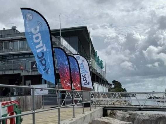 TractracUK flags outside Parkstone Yacht Club for Polole Week 2025