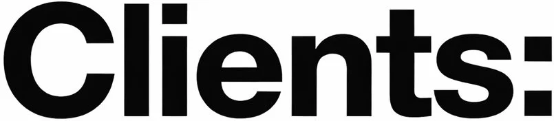 Close-up of the word 'Clients' in bold black letters on a white background.