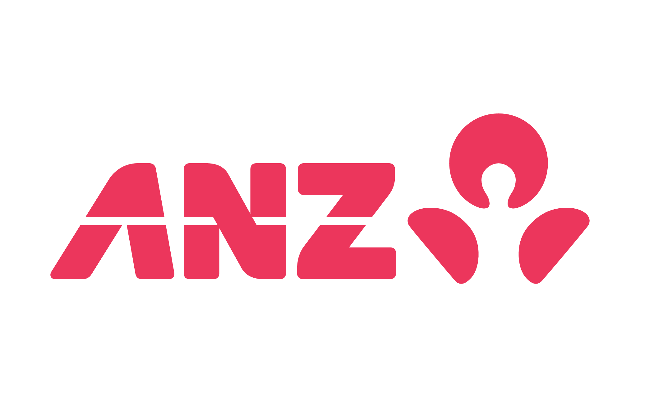 ANZ logo in red with abstract design elements