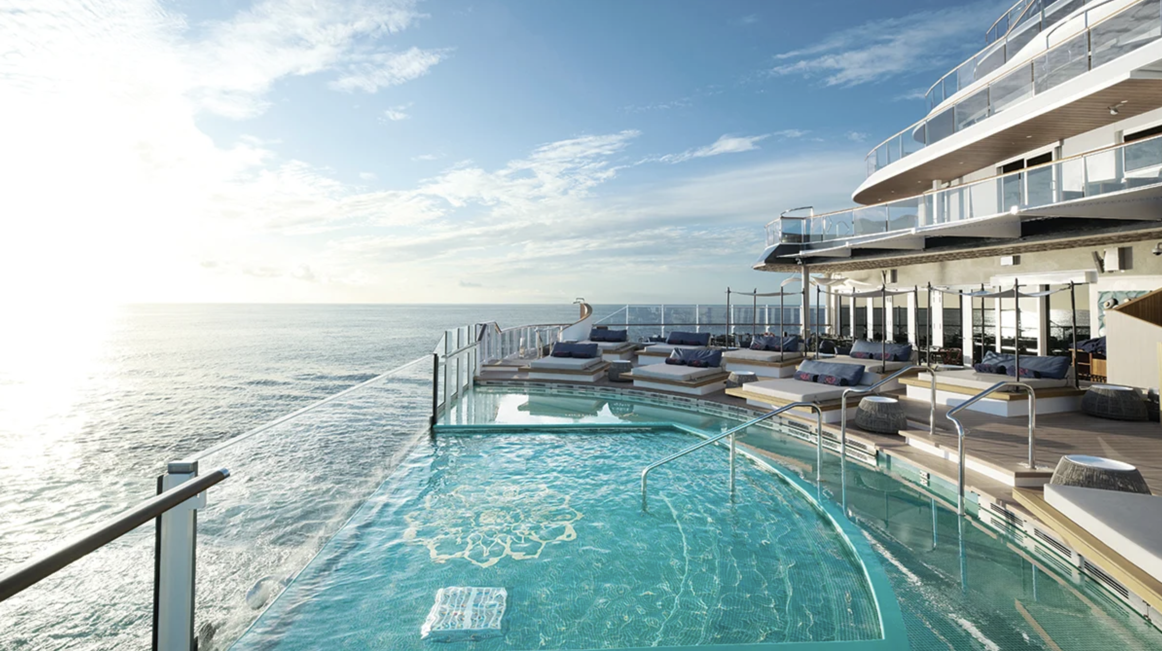 Aft pool deck on an Explora Journeys cruise ship