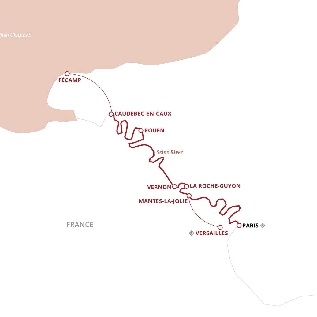 Uniworld's Magical Parisian Holiday river cruise route map