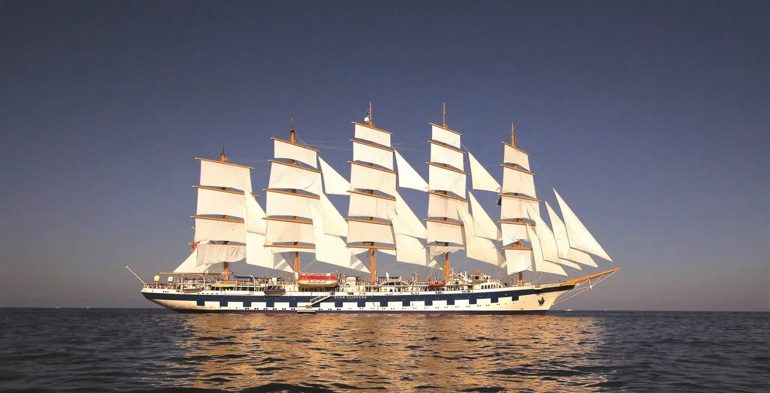 Windward Islands Royal Clipper ship with sails raised