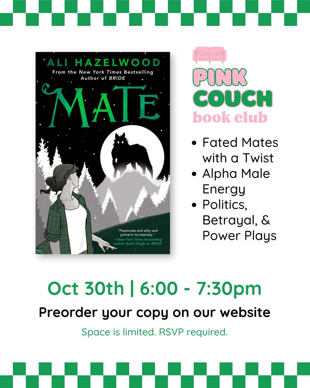 Pink Couch Book Club - Mate by Ali Hazelwood