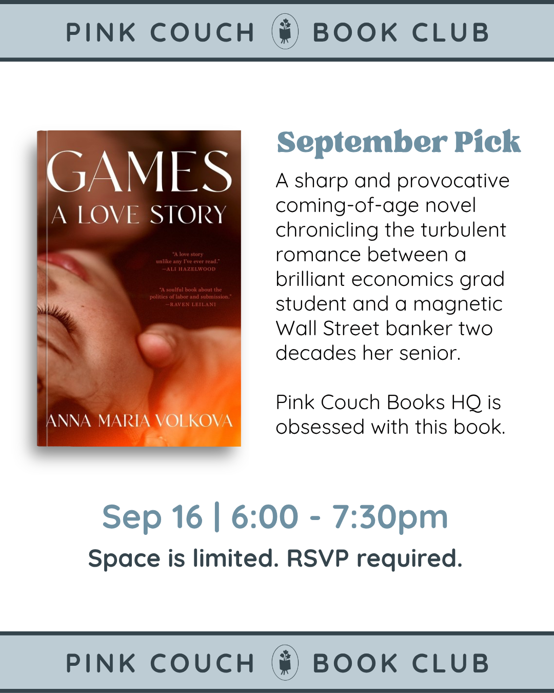 Pink Couch Book Club - Games: A Love Story