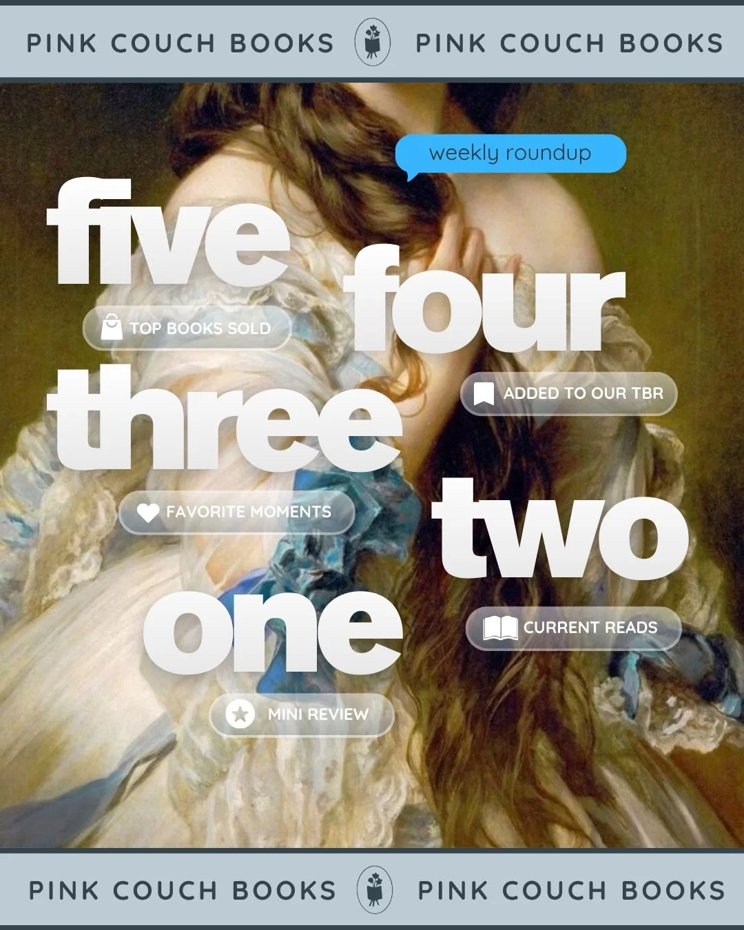 Another week - another roundup!

Love seeing Esp&iacute;ritu on our Top 5 💙

SO👏EXCITED👏ABOUT👏ALL👏OF👏THESE

Torii is re-reading for book club because she&rsquo;s our wonderful book club mom &amp; we love her for it

⭐️⭐️⭐️⭐️⭐️