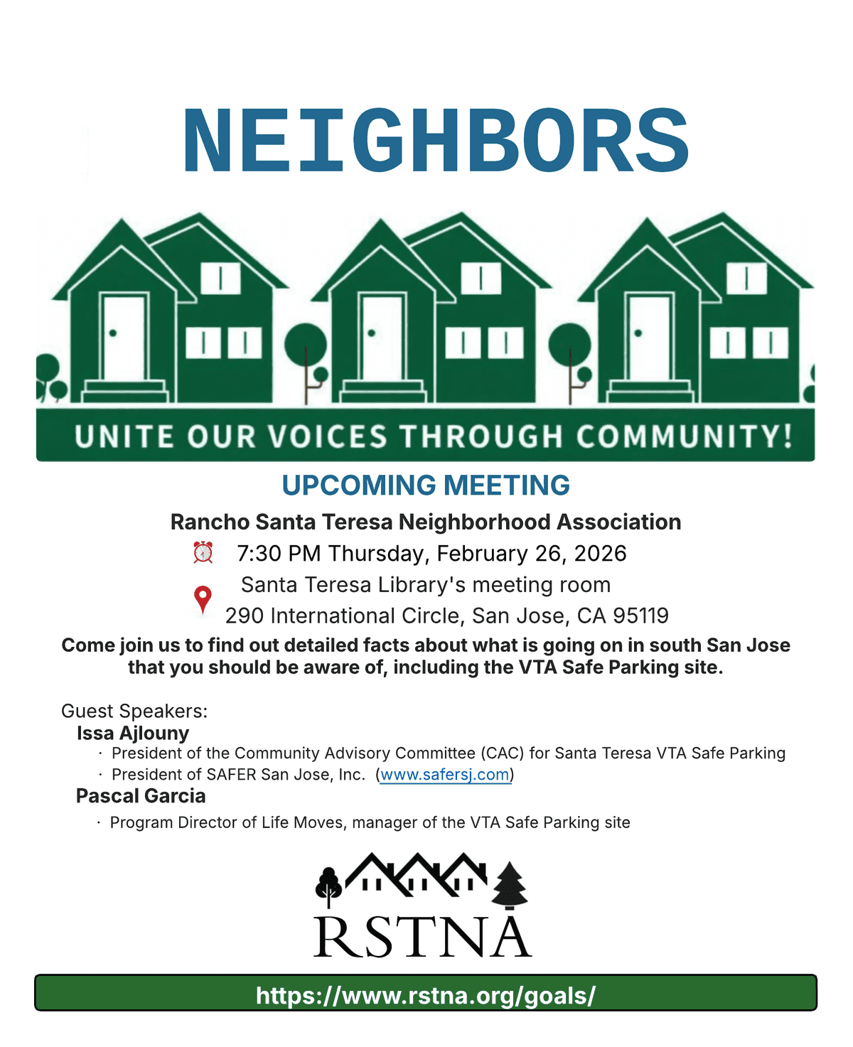 Rancho Santa Teresa NA General Meeting - February 2026