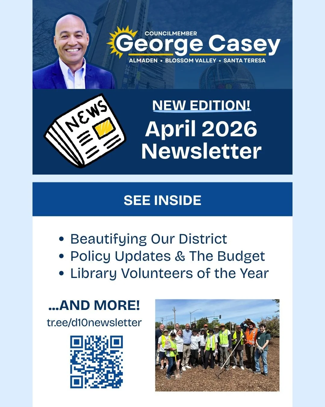 We just posted the April edition of our regular Newsletter! These generally focus on policy updates and resources, while Community Bulletins focus on upcoming events and opportunities.

Check it out at tr.ee/d10newsletter

What's inside:
- Beautifyin
