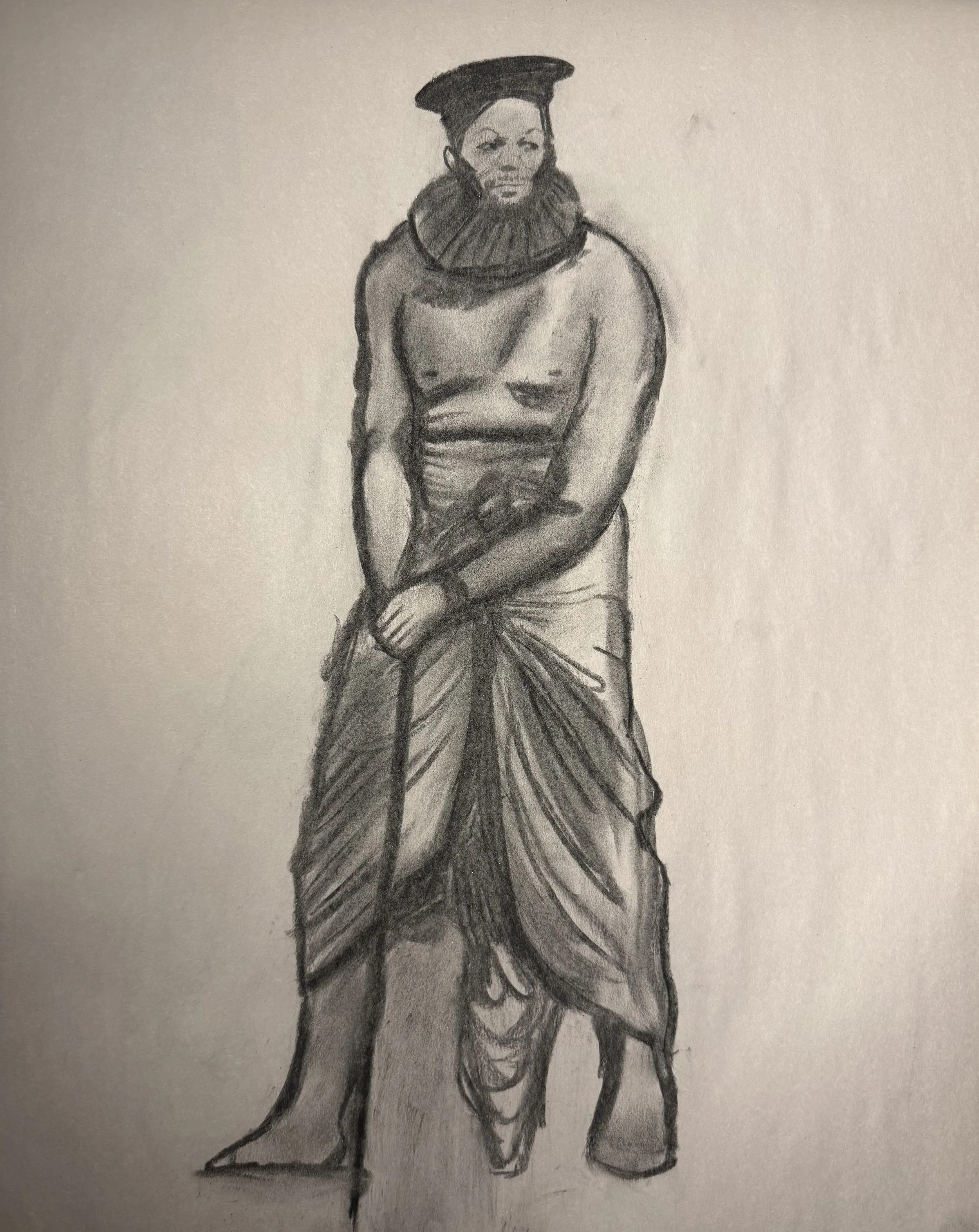 charcoal drapery study. 2025.
