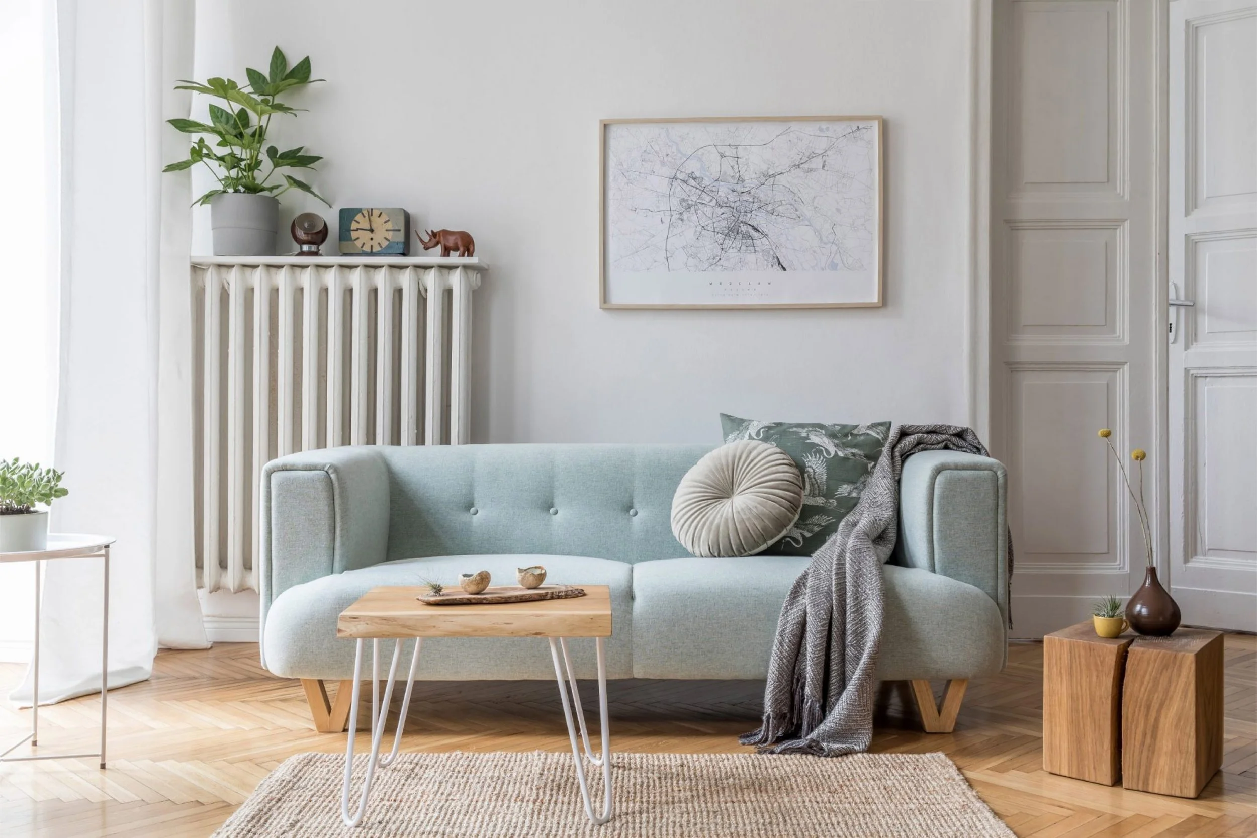 Modern living room cleaning