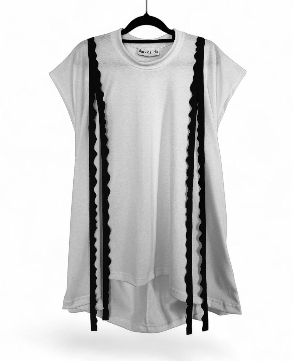 Heavy rugby knit oversized asymmetric tee custom made to order by Mar-di-da