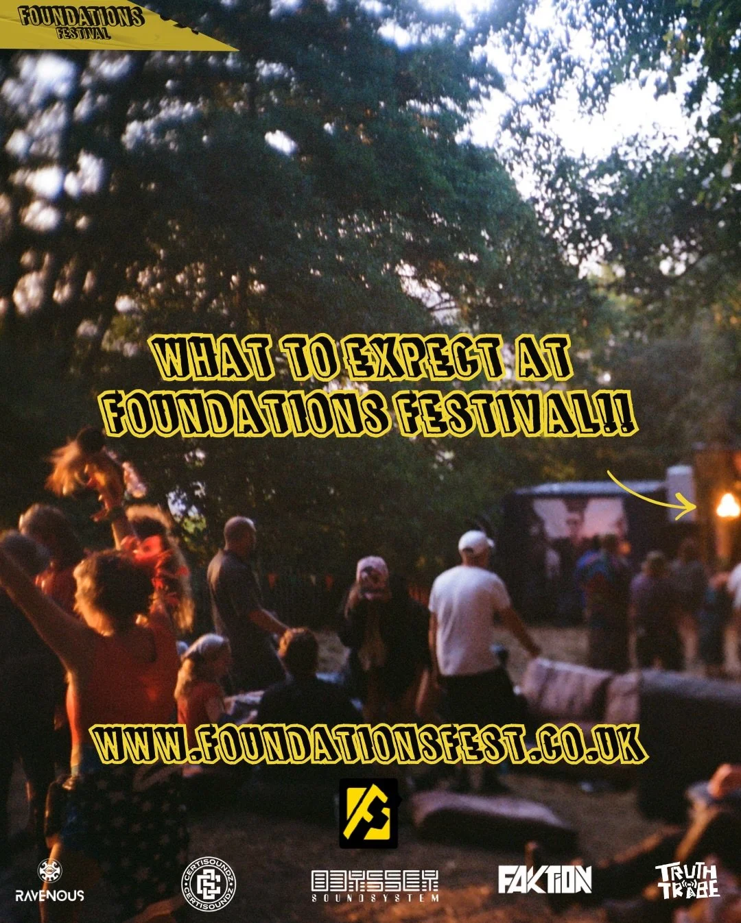 FOUNDATIONS FESTIVAL - A PLACE FOR EVERYONE. 

SO MUCH GOING ON, WE DOUBT YOU'LL EVEN GET TO SEE IT ALL

YOU'D BE CRAZY TO MISS OUT ON OUR CHEAPEST TICKET!

 &pound;95 TICKETS END THIS WEEK - SAVE YOURSELF SOME MONEY. 

PHASE 2 ARTISTS OUT NEXT WEEK!