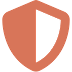 Outline of an orange orange shield symbolizing security and protection.