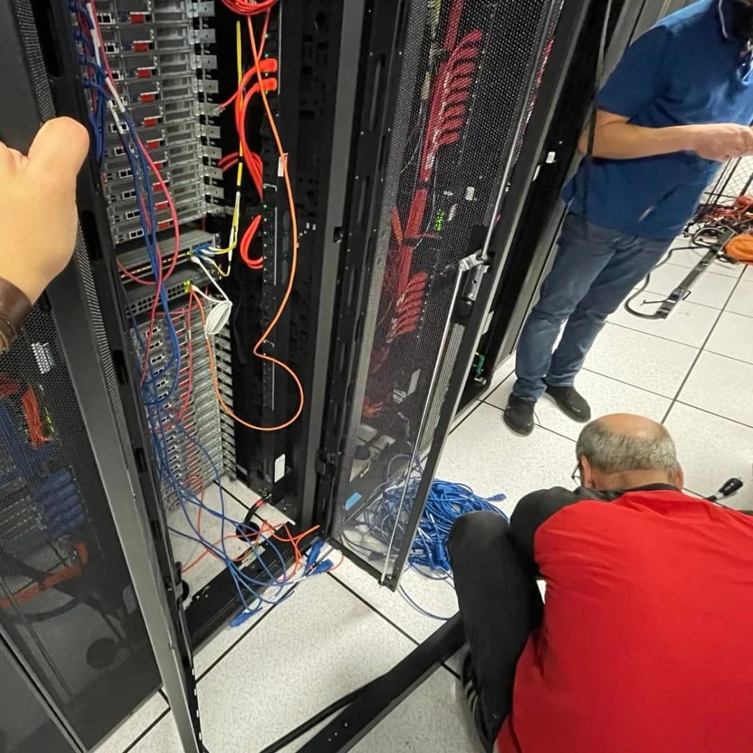 Technicians working in a data center in Hawthorne, CA.