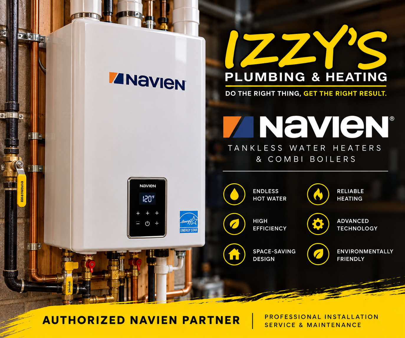 Navien tankless water heater izzys plumbing new jersey partner