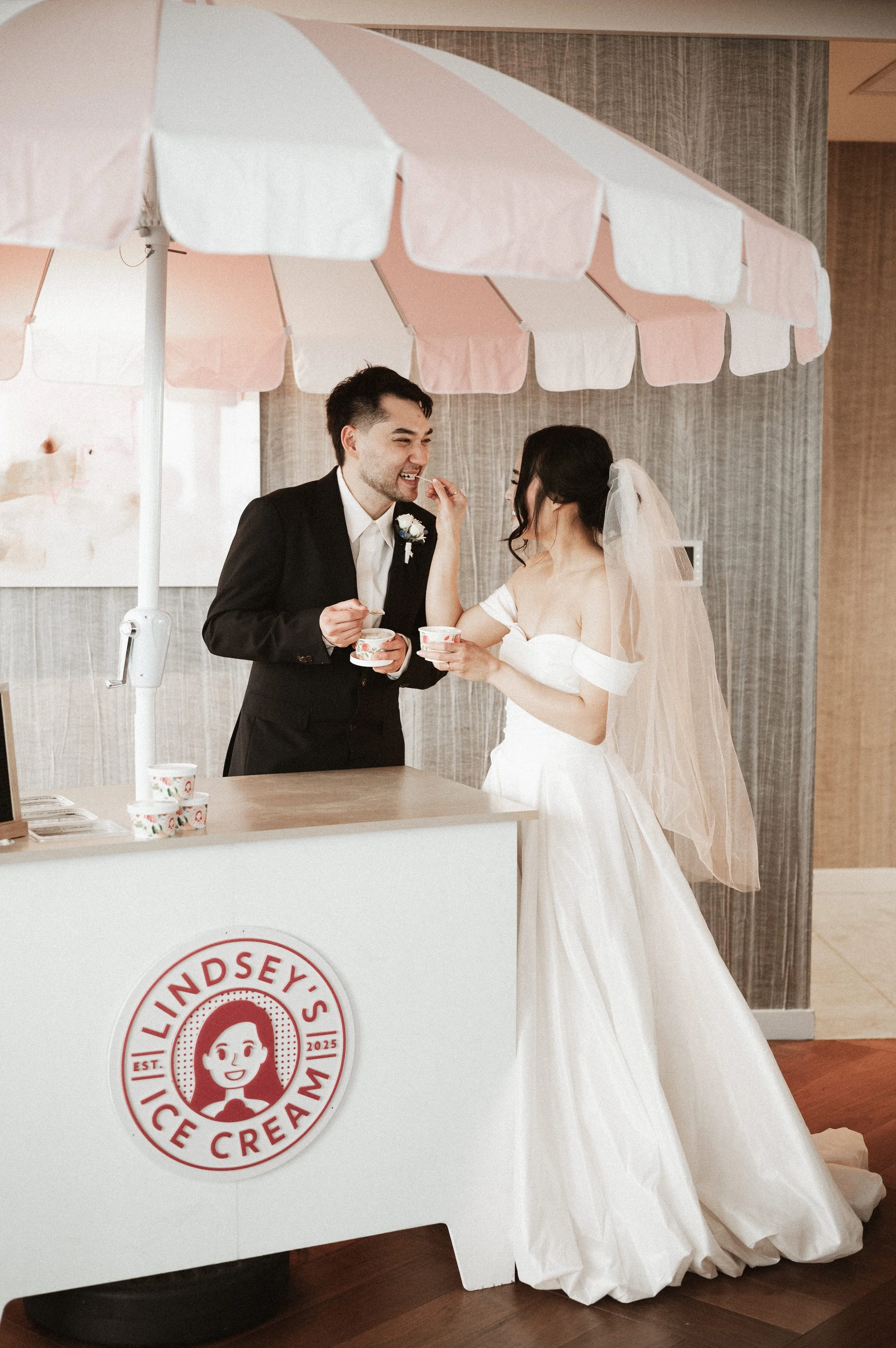 Custom ice cream catering cart for Chicago wedding