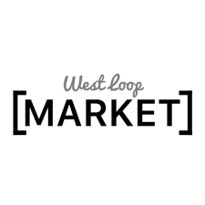 Logo for West Loop Market with stylized text and brackets.