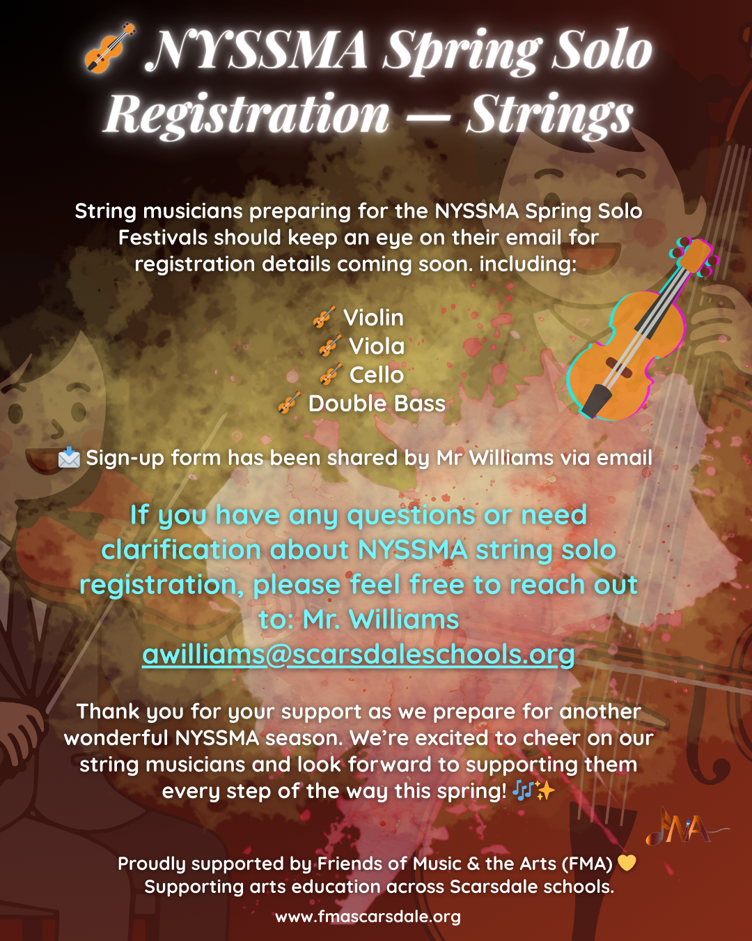 🎻 NYSSMA Spring Solo Registration — Strings 2026